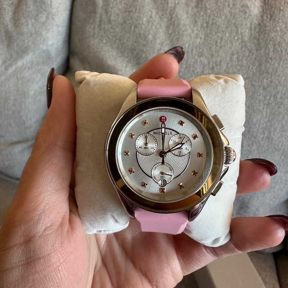 Michele pink watch